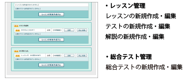 レッスンと総合テスト管理